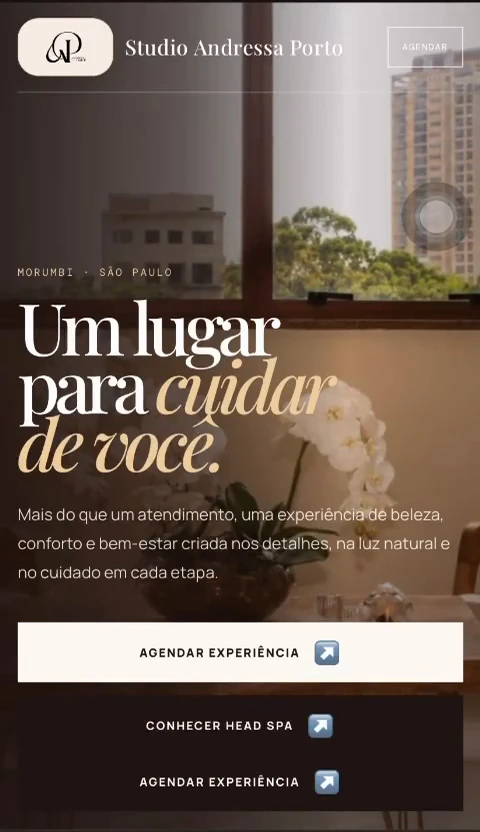 Abertura real de Studio Andressa Porto na versão de celular