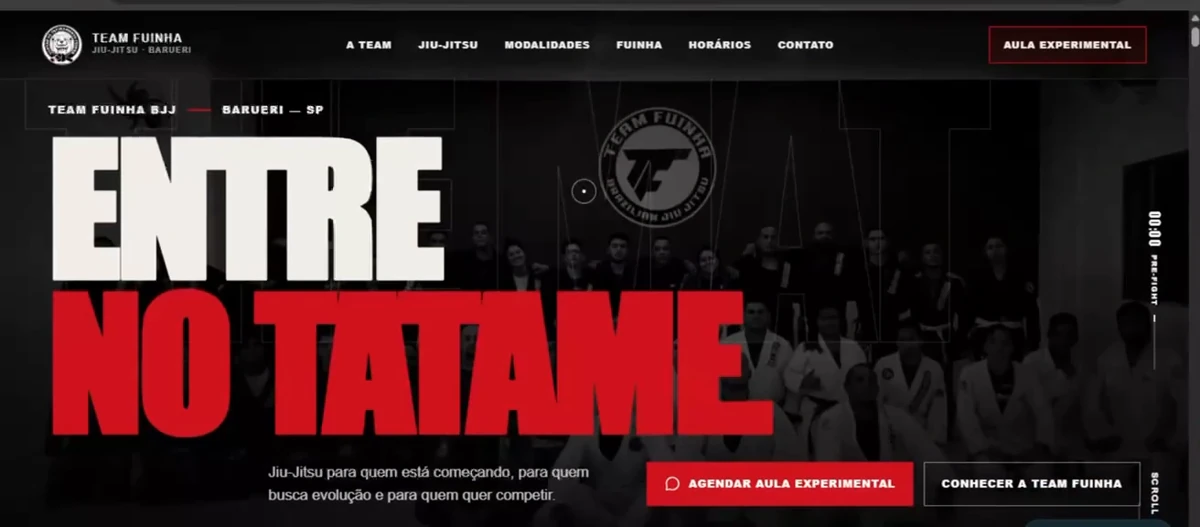 Abertura real de Team Fuinha BJJ na versão de computador