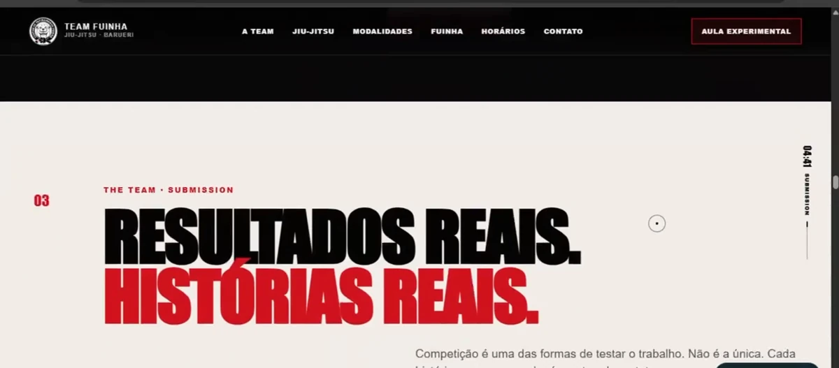 Quadro real da gravação de Team Fuinha BJJ: Navegação · versão de computador