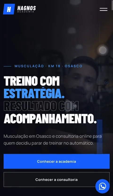 Abertura real de Hagnos Academia na versão de celular