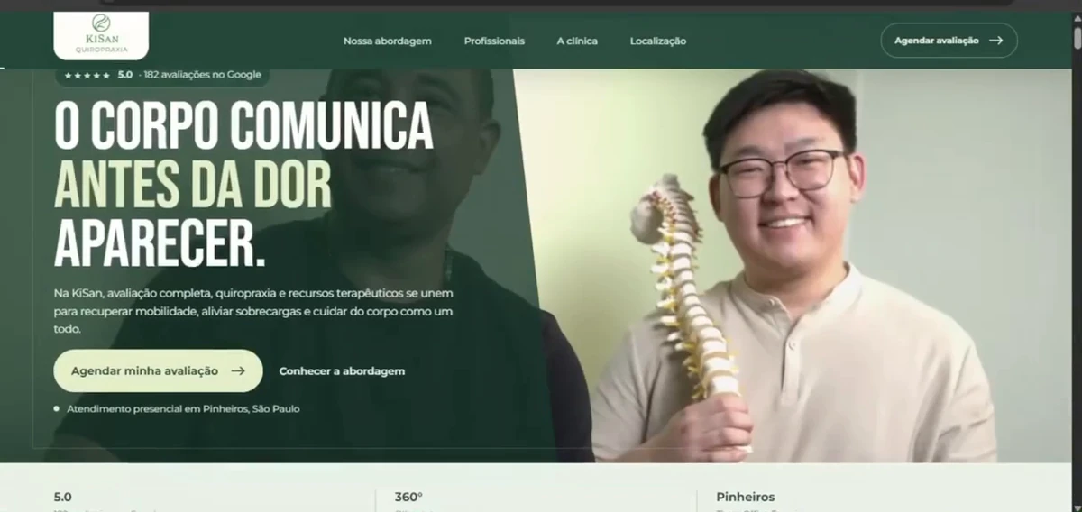 Abertura real de KiSan Quiropraxia na versão de computador