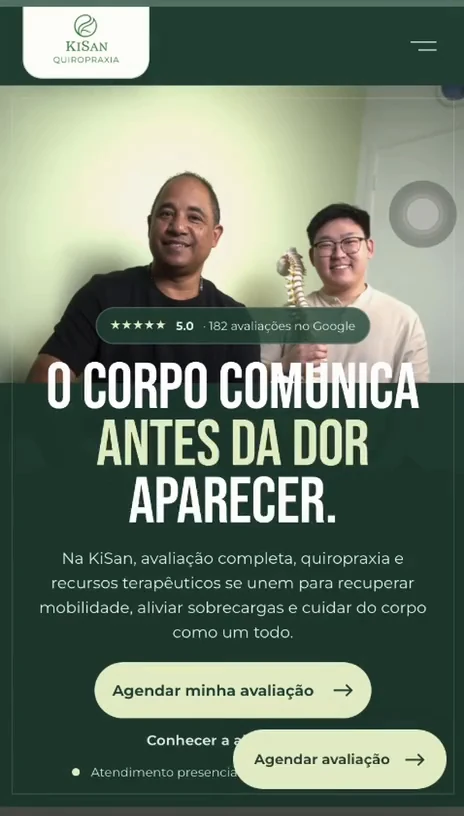 Abertura real de KiSan Quiropraxia na versão de celular