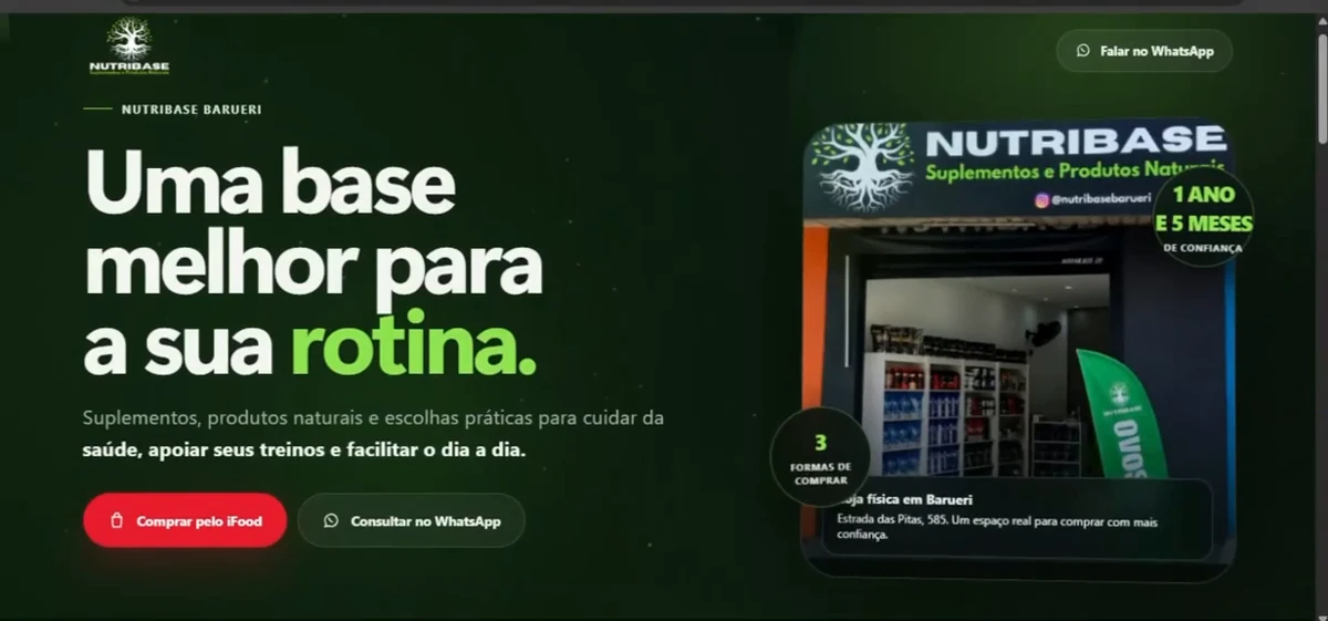 Abertura real de NutriBase na versão de computador