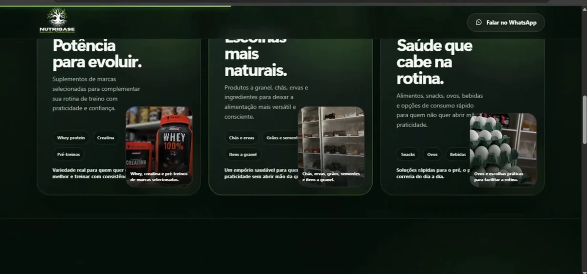 Quadro real da gravação de NutriBase: Navegação · versão de computador