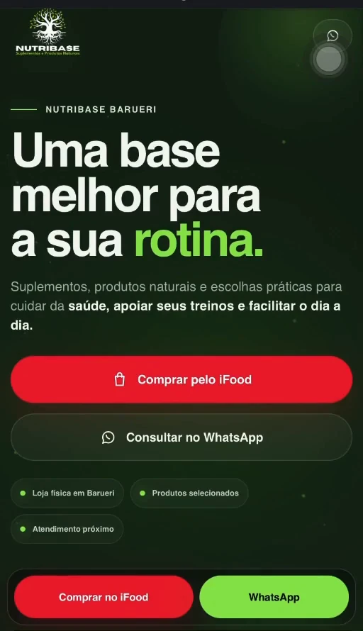 Abertura real de NutriBase na versão de celular